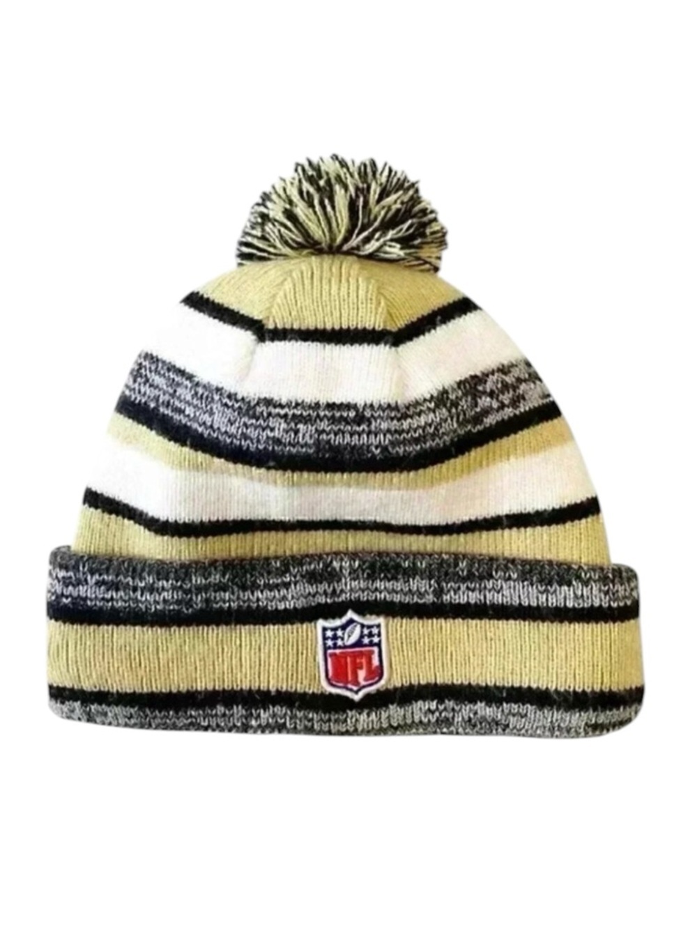 New Era NFL New Orleans Saints Hat Toque Beanie Pom Pom Yellow Black White